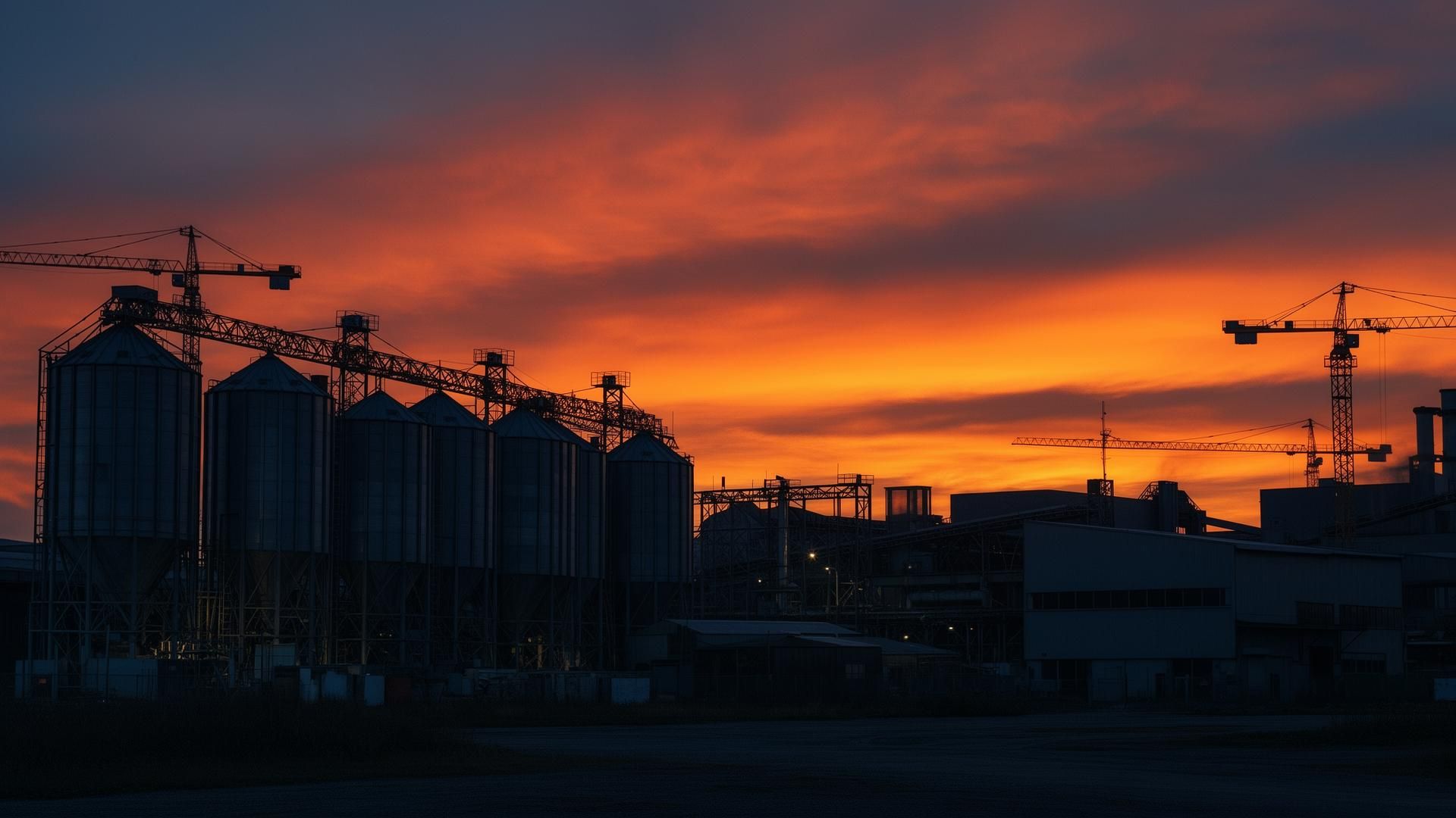 Industrial workplace at dusk