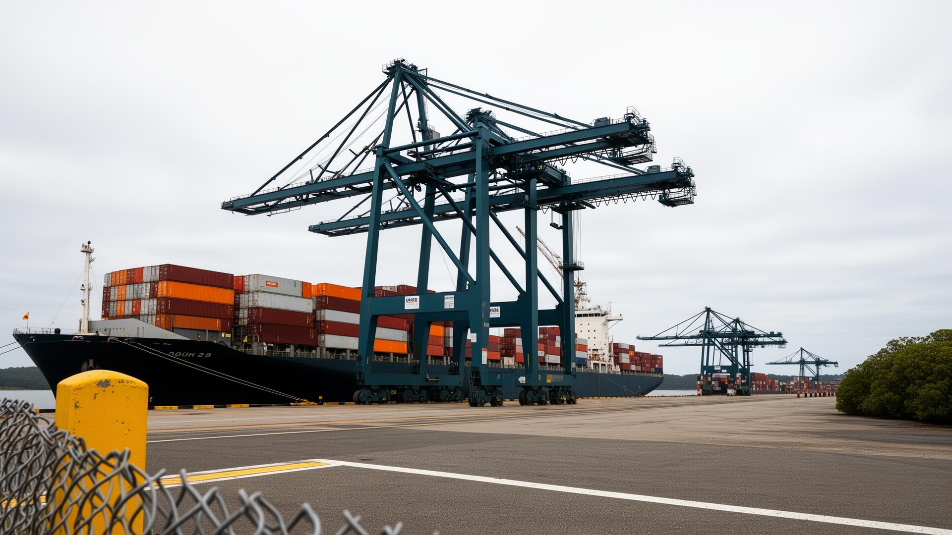 Ship-to-shore container gantry crane at the Port of Brisbane Fisherman Islands terminal — Spire Safety WHS consultants Brisbane