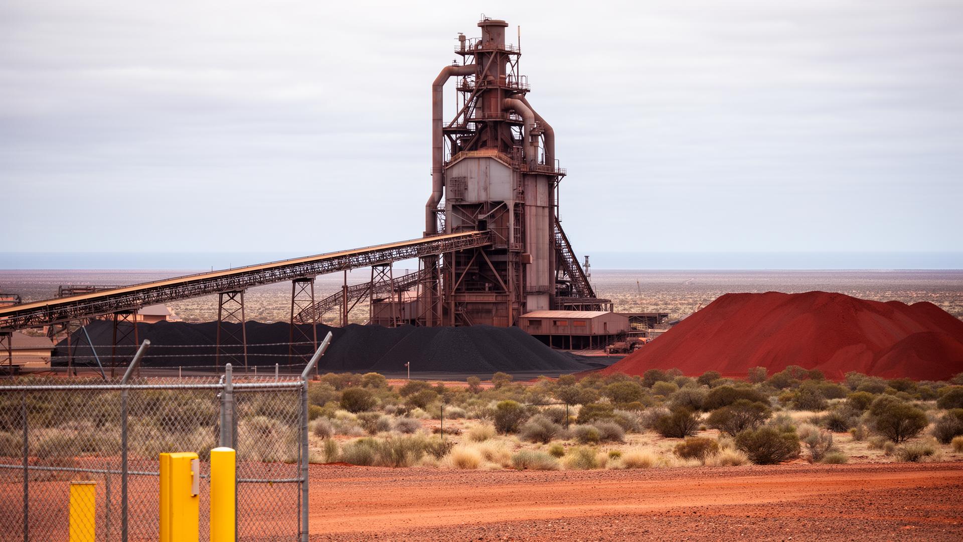 Whyalla steelworks blast furnace and iron ore stockpiles on the Spencer Gulf plain — Spire Safety WHS consultants South Australia
