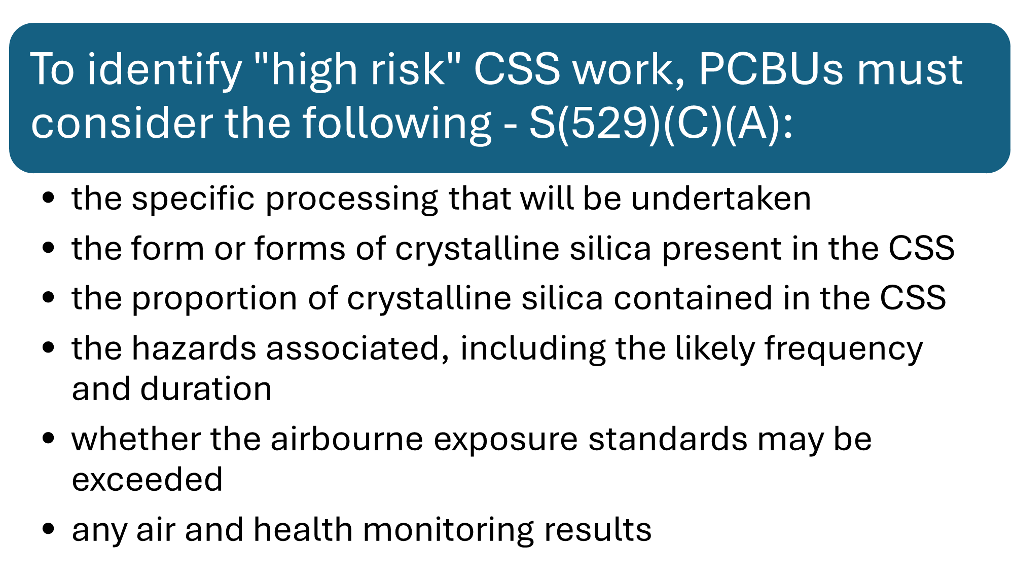 Identification of High Risk Silica Work