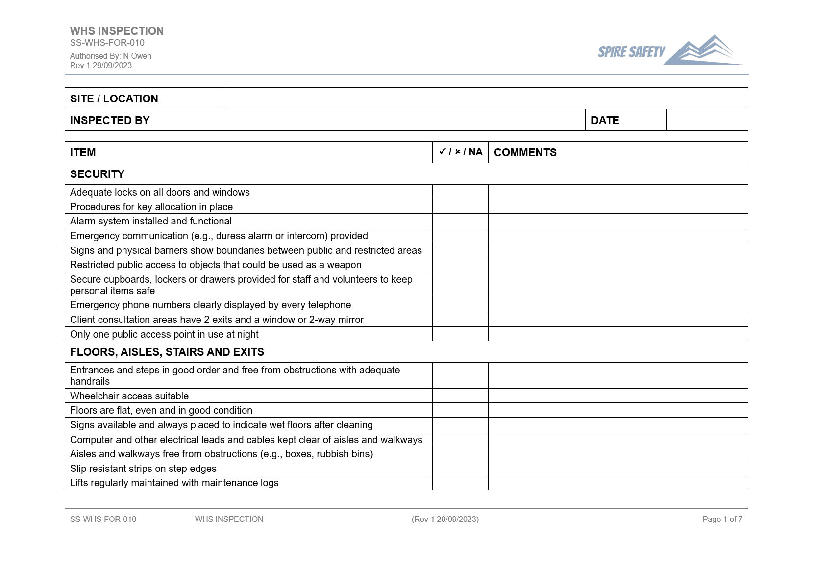 Safety Forms and Tools