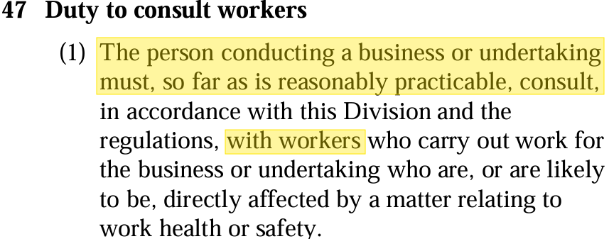 WHS Consultation Requirements - s47